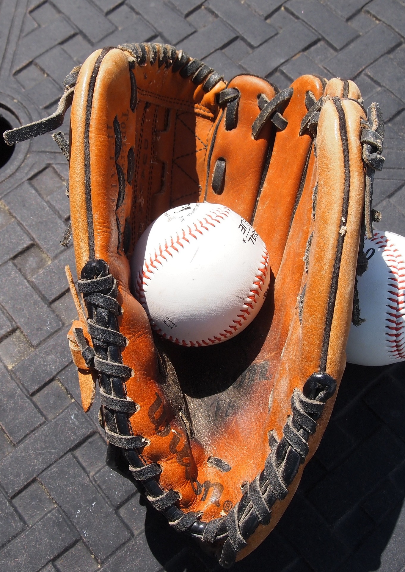 outfield glove and baseball glove